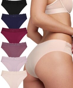 Levao Culottes sans Couture Femme Invisibles en Dentelle - Confortables et Extensibles - Lot de 6 Tailles S-XL - Séxy Cu