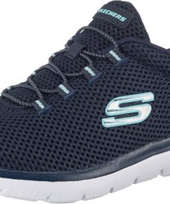 Skechers SUMMITS Sneaker Femme Noir et Bleu Mesh Blanc, Taille 39, Chill Pill Technology, Grandes Pieds Accueillis