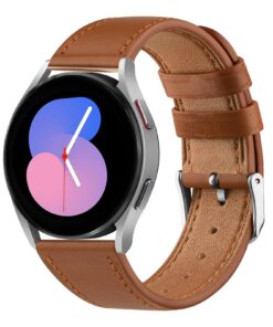 Wanme Cuir Bracelet Samsung Galaxy Watch - Compatible Galaxy Watch 5/4/5 Pro/4 Classic - Brun Véritable - Femme et Homme
