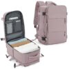 WEPLAN Bagage Cabine pour Femme Homme avec Compartiment à Chaussures,Rose Clair