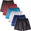 JupiterSecret Boxers en Satin pour Homme - Pantalon de Pyjama Soyeux avec Ceinture Élastique - Short de Nuit - Lot