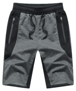 JustSun Short Sport Homme Running Coton avec Poches Zippées + JustSun Shorts pour Homme Sport + JustSun Pantalons Court
