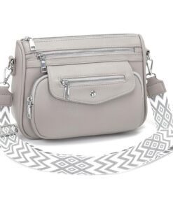 YISUOHOOM Sac Bandoulieré Femme Multipoches - Noir - Sac à Main avec 5 Poches Zippées et 7 Compartiments | Sac Bandouliè