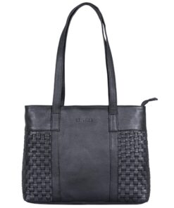 STILORD Verena Sac à Main Femme Cuir Vintage - Noir | Sac Bandoulière Tressé | Sac à Main Femme Cabas