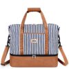 Sac de voyage Lekesky A-bleu rayé pour Femme 20L - Compartiments séparés pour chaussures - Valise Ryanair compatible, 40