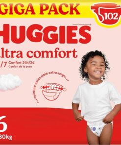 HUGGIES Ultra Comfort Couches bébé Taille 6 - Absorption rapide - Sans parfum - Sac recyclé