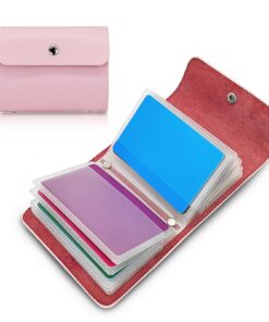 Porte Carte Femme Similicuir FuninCrea Rose Durable avec 12 Manchons Indépendants