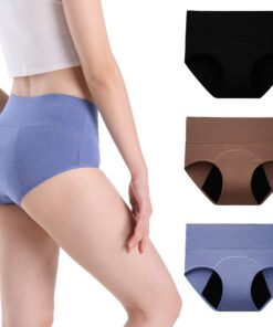 Culottes menstruelles absorbantes INNERSY Femme Coton Taille Haute pour Post-Accouchement - Lot de 3 (-Compatible avec l