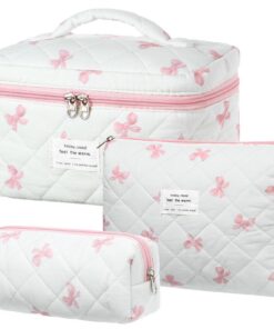 Trousses de maquillage floral grande format pour femme - Lot de 3 troupes de maquillage portables - idéal pourvoyage et