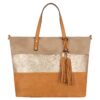 CRAZYCHIC Sac à Main Paillette Femme Marron Camel - Grande Capacité Voyage Shopping Cours Travail - Usage Multifonctionn