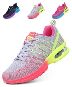 Hitmars Chaussures de Sport Femme Running Noir Rouge Gris EU 36-42 Respirant Outdoor Fitness Gym Jogging