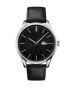 Lacoste Montre Analogique à Quartz pour Homme Collection Vienna - Modeleine d'Élégance avec Bracelet en Cuir Noir - 2011