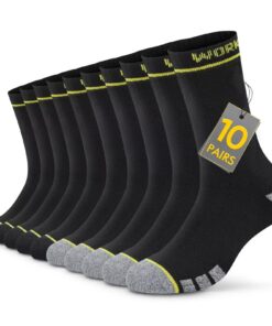 TUZHAW Chaussettes de Travail Homme OEKO-TEX STANDARD 100, Coton Noir en Éponge, Lot de 10, pour Homme et Femme, Idéales