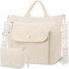 Sac à main et bandoulière en velours côtelé femme ajustable Tote Bagporte-documents pour travail et shopping