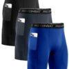 Niksa - Shorts de compression homme rapide à séchage - Sportifs respirants avec poche - Noir, Gris, Bleumarine, Taille L