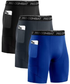 Niksa - Shorts de compression homme rapide à séchage - Sportifs respirants avec poche - Noir, Gris, Bleumarine, Taille L