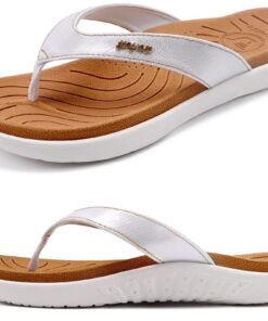 Jiajiale Tongs Femme Mode Orthopédique Confortable Antidérapante Plage Piscine Douche Semelle Caoutchouc