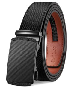 TANGCHAO Ceinture Hommes Reglable à Cliquet Boucle Automatique en Cuir Noir