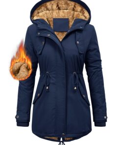 Manteau CMTOP Femme Hiver Chauffant Imperméable doublure Polaire Couleur Unie Zippé Thermo avec Capuche Global Recycled