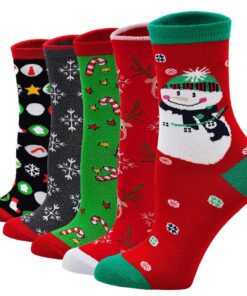 Chaussettes Fantaisie Femme Noël: Douces Chaussettes en Coton Motif Animaux 36-41, 5 Paires | OEKO-TEX STANDARD 100