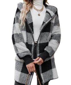 Ranphee Manteau Femme Hiver Chaud Chic Vetement 2025 Long Oversize Carreaux Polaire Veste