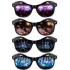 Hifot 4Pcs Lunettes de Diffraction Drole pour Femmes et Hommes à Concert EDM Club Feu d'Artifice Rave Party avec Effet A
