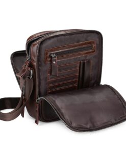 BAIGIO Sac à Bandoulière en Cuir Vrai pour Homme - Sac Croisé Vintage Idéal pour Travail et Voyage