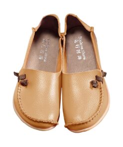 Chaussures pour femme en cuir de vachette véritable - Confortables et légères - Antidérapantes - Élastiques - Chaussures