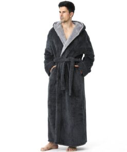 PUTOUPTUO Peignoir pour Homme: Longue Robe de Chambre en Pile Chaude OEKO-TEX - Robe de Chambre Homme Hivernale avec Cap