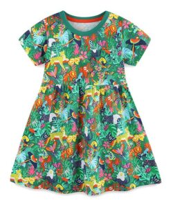 Robe New Front pour Fille - Quotidien, Manche Courte, Imprimé