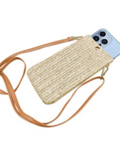 YOURKAY Porte-téléphone portable de cou femme en mode sac vertical tresse, mini sac à bandoulière et portefeuille femme