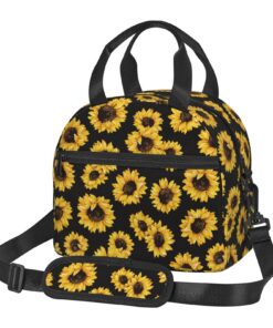 Bassyil Boîte à déjeuner isotherme réutilisable motif tournesol pour hommes et femmes