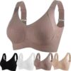 Sans fil Soutien-gorge ajustable Push-up côtelé pour tous les jours, sans couture, confortable et élégant
