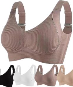 Sans fil Soutien-gorge ajustable Push-up côtelé pour tous les jours, sans couture, confortable et élégant