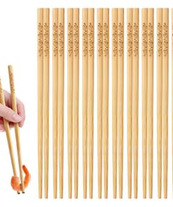 Lot de 10 paires de baguettes en bambou polyvalentes pour une utilisation récurrente, idéales pour la cuisine, durables