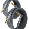 RUXELY Câble Audio Jack 6,35 mm TRS 1/4 Cordon Coudé à Angle Droit pour Guitare Électrique, Basse, Clavier, Table de Mix