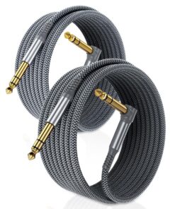 RUXELY Câble Audio Jack 6,35 mm TRS 1/4 Cordon Coudé à Angle Droit pour Guitare Électrique, Basse, Clavier, Table de Mix