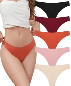 VOENXE Tanga Culotte Sans Couture Femmes, String Invisible, Microfibre Chic Seams-less, Underwear Comfortables Multicolo