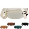 XIEXIESHER Sac Banane en Velours Côtelé pour Femme, Polyvalent pour Faire du Shopping, Voyager et Travailler(Blanc) XI