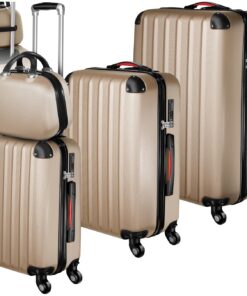 Valises de voyage TecTake Grande Taille à Roulettes Champagne Multifonction pour Soute avec Trousse de Toilettage