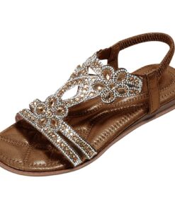 Sandales d'été plates pour filles en cuir à paillettes - Pantoufles confortables pour enfants en plein air - Sandales pi
