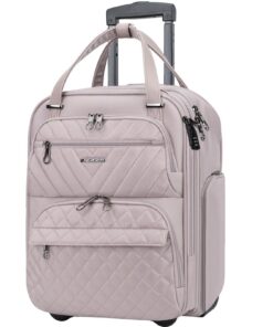 Valise Cabine Trolley KROSER 40 cm Rose – Porte-Bagages sous le Siège, Léger et Résistant