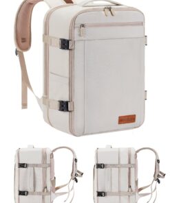 MOCOCITO Sac à Dos de Voyage Avion Beige Crème Parfait pour Transavia Vueling Wizz Air Grand Compartment 15.6'' Beige Cr