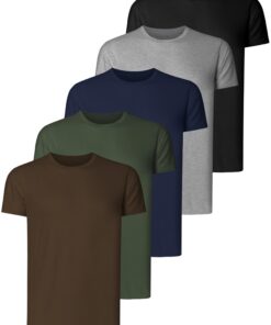 Teesmen Lot de 5 T-Shirts Hommes Unis à Col Rond - Polyester ou Coton | Hommes | Mode | Mode masculine | T-Shirts | Poly