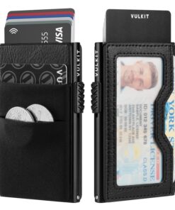 VULKIT Porte Cartes de Crédit avec Poches EDC et Fenêtre d'Identification RFID Pop Up Mince en Métal Pour Homme Voyage