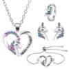 OSDUE Bijoux, Ensemble de Bijoux Princesses pour Anniversaire et Noël, Ornement Élégant et Joli Set Collier Bracelet Bag