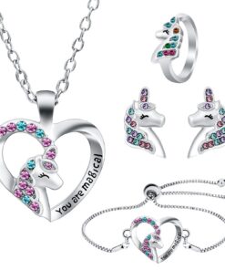 OSDUE Bijoux, Ensemble de Bijoux Princesses pour Anniversaire et Noël, Ornement Élégant et Joli Set Collier Bracelet Bag