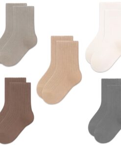 Exemaba Paires de chaussettes en coton pour enfants - Couleurs solides - Sans couture - 1-12 ans