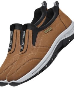 AOCASE Chaussures de Marche Orthopédiques pour Homme en Cuir Suédé|Résistantes à l'Usure|Bon Soutien de la Voûte Plantai
