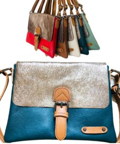 Miskua Sac en Cuir Italien Rabat Brillant | Sac à Bandoulière Multipoches Femme | Sac Messager Décontracté Vintage (26x2